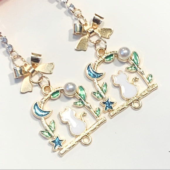 💖🆕 Betsey Johnson Style - Night Sky Cat Earrings - Picture 4 of 7